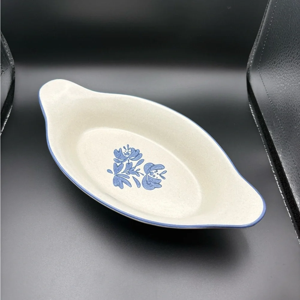 Pfaltzgraff Yorktowne Stoneware Au Gratin Dish Number 265 USA Vintage White Blue - Picture 4 of 13
